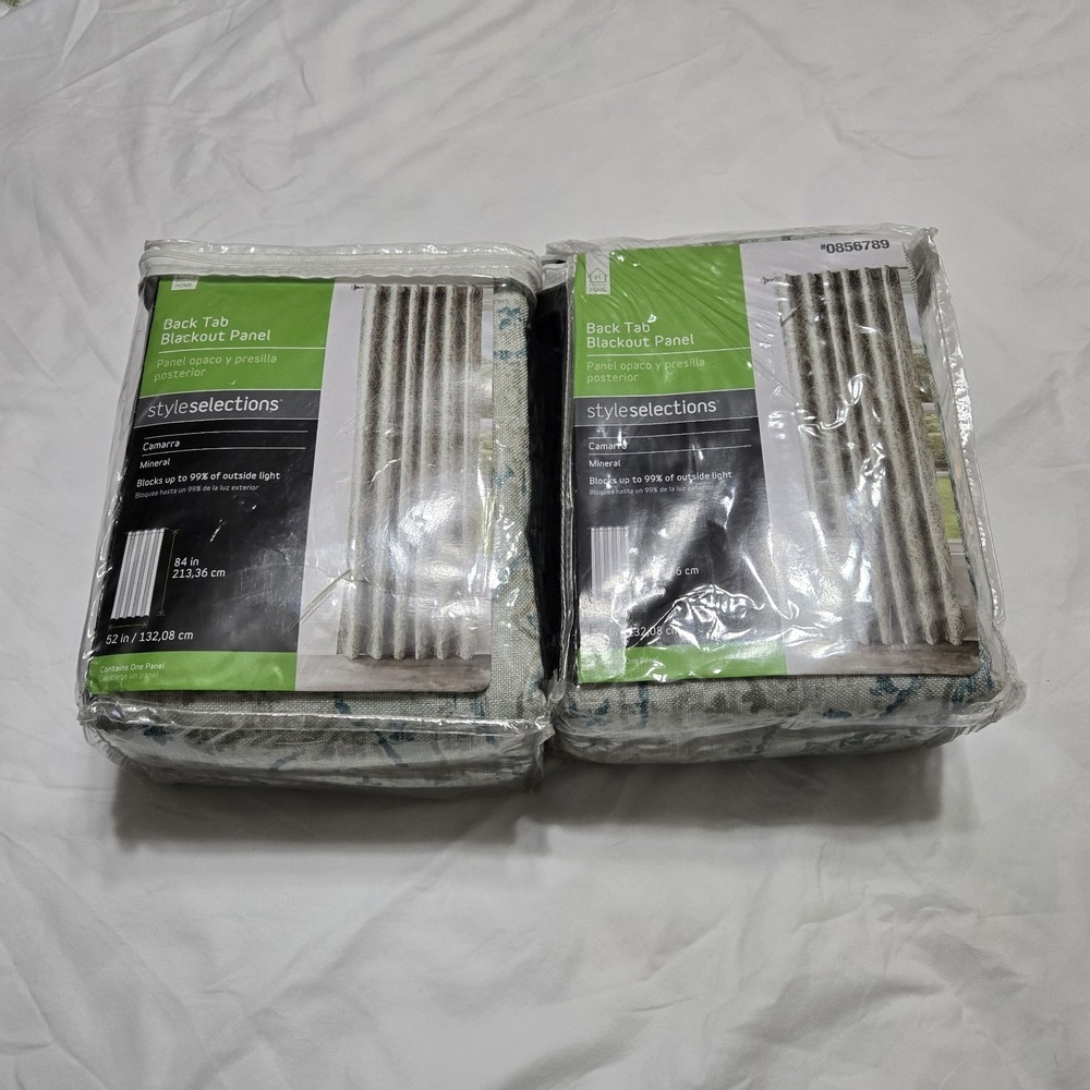 Style Selections Camarra Mineral Blackout Curtain Panel 52x84 Back Tab Set of 2